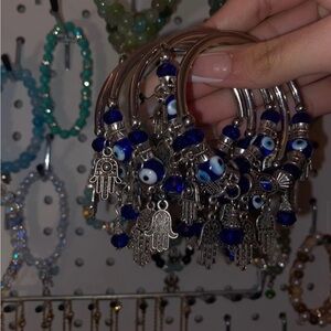 Silver and Blue Evil Eye Charm Bracelets